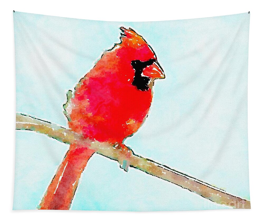 Northern Cardinal Tapestry featuring the painting Northern Cardinal by Modern Watercolor Art