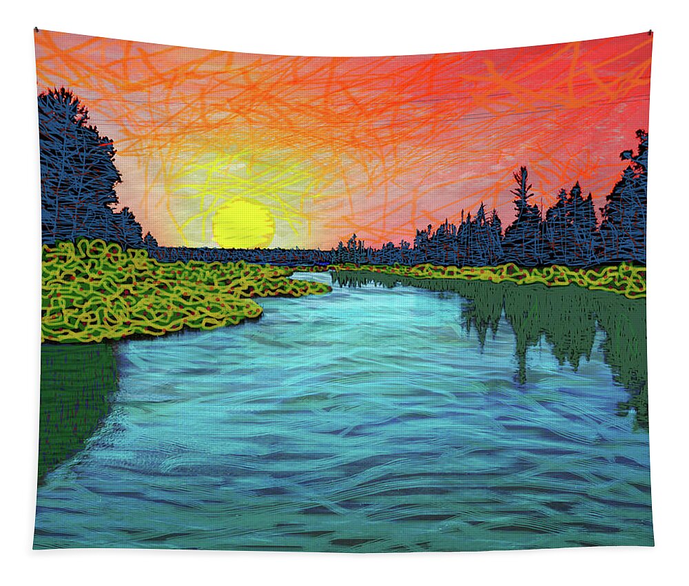 Northern Wisconsin Tapestry featuring the digital art Northern Lagoon by Rod Whyte