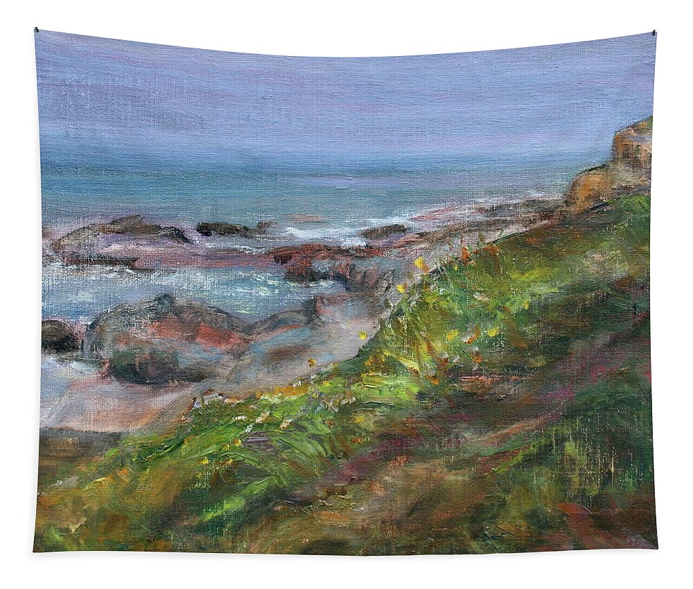 Coast Tapestry featuring the painting Northshore - Scenic Seascape Painting by Quin Sweetman
