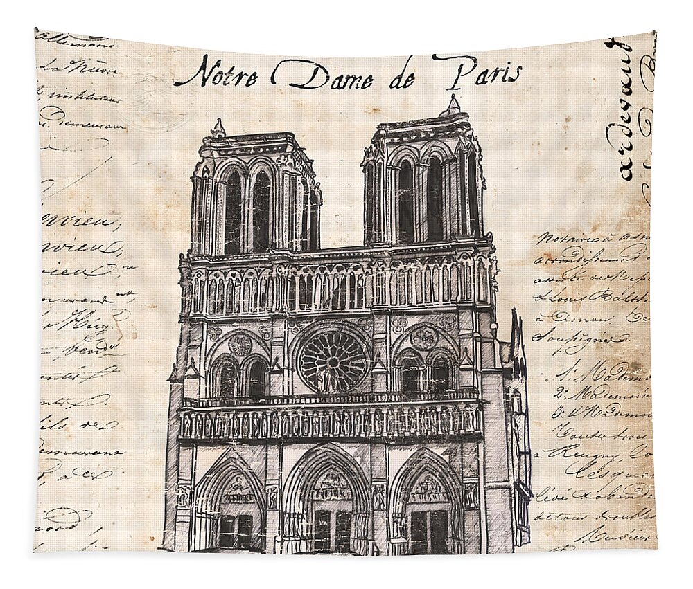 Notre Dame Tapestry featuring the painting Notre Dame de Paris by Debbie DeWitt