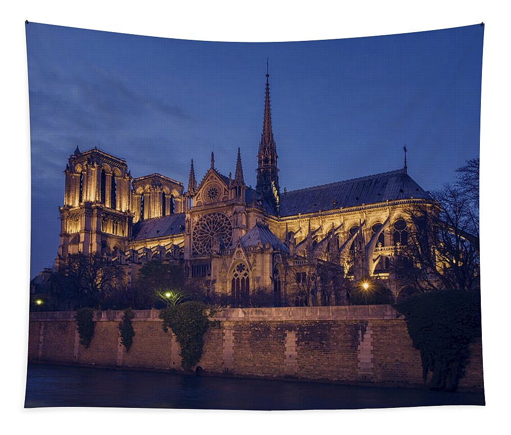Joan Carroll Tapestry featuring the photograph Notre Dame on the Seine by Joan Carroll