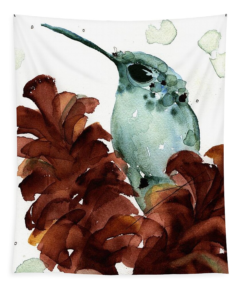 Hummingbird Tapestry featuring the painting November Hummer by Dawn Derman