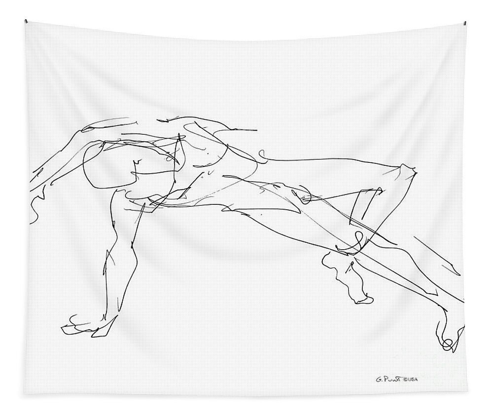 Male Tapestry featuring the drawing Nude_Male_Drawings_23 by Gordon Punt
