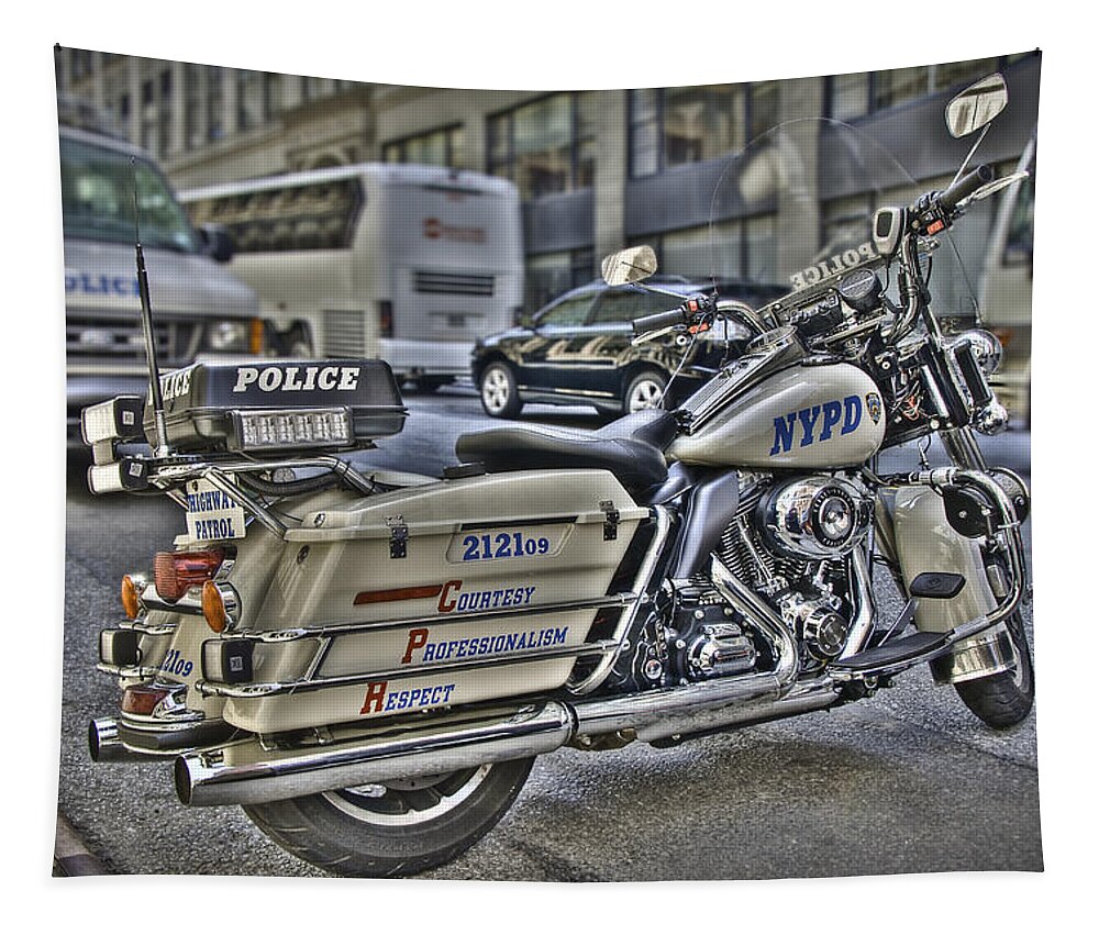 Davidson Tapestry featuring the photograph NYPD Highway Patrol by Andreas Freund
