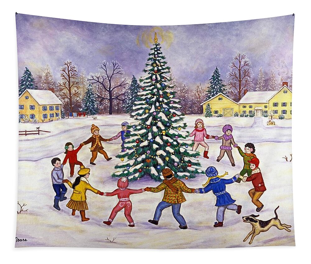 Christmas Tapestry featuring the painting O' Christmas Tree by Linda Mears