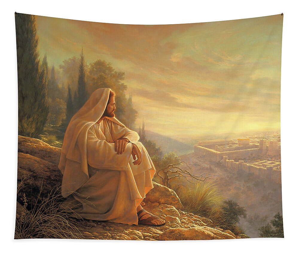 #faaAdWordsBest Tapestry featuring the painting O Jerusalem by Greg Olsen