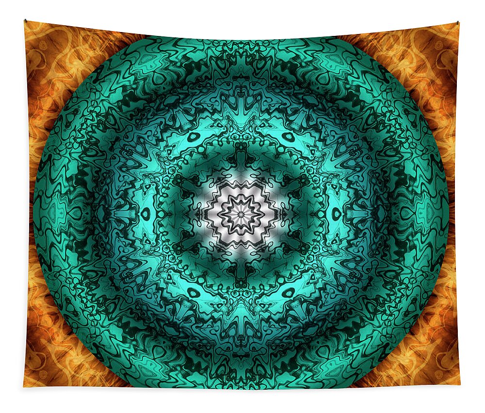 Experimental Mandalas Tapestry featuring the digital art Oasis by Becky Titus