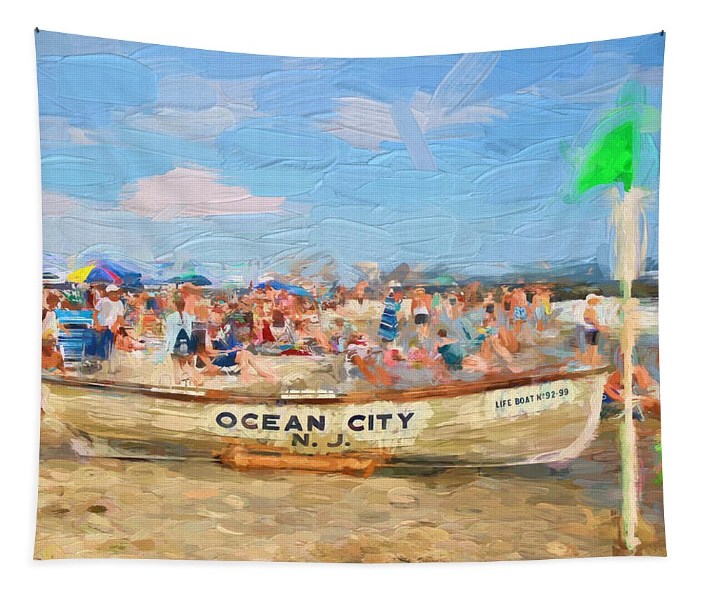 Ocean City Rescue Tapestry featuring the photograph Ocean City Rescue Boat 2 by Allen Beatty