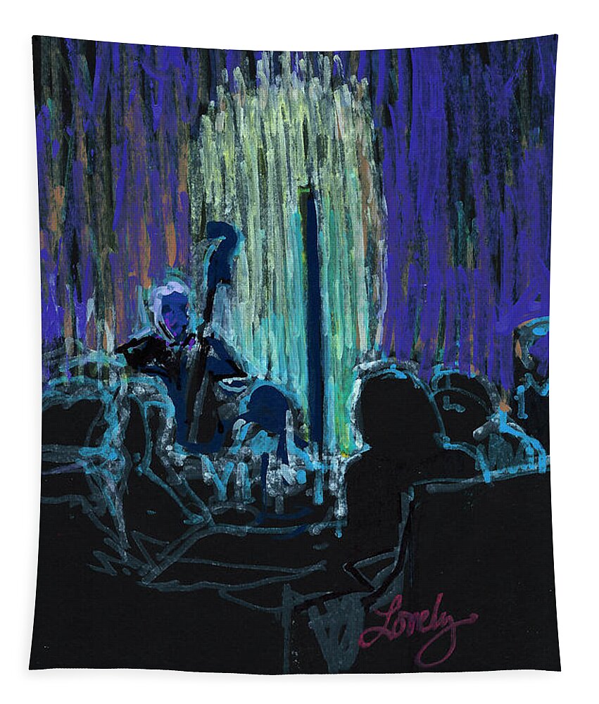 Ocean Lounge Tapestry featuring the painting Ocean Lounge Jazz Night by Candace Lovely
