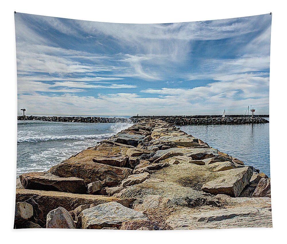 Oceanside Harbor Tapestry featuring the photograph Oceanside Jetty by Ann Patterson