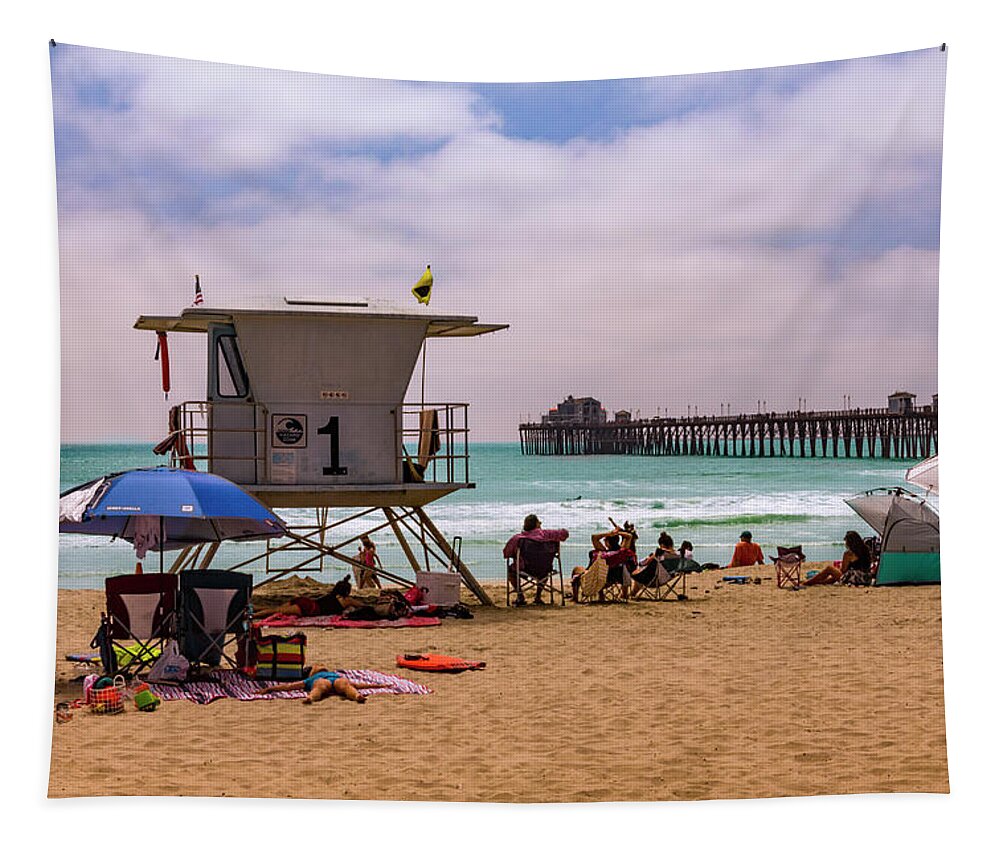 Oceanside Tapestry featuring the photograph Oceanside Lifeguard by Bryant Coffey