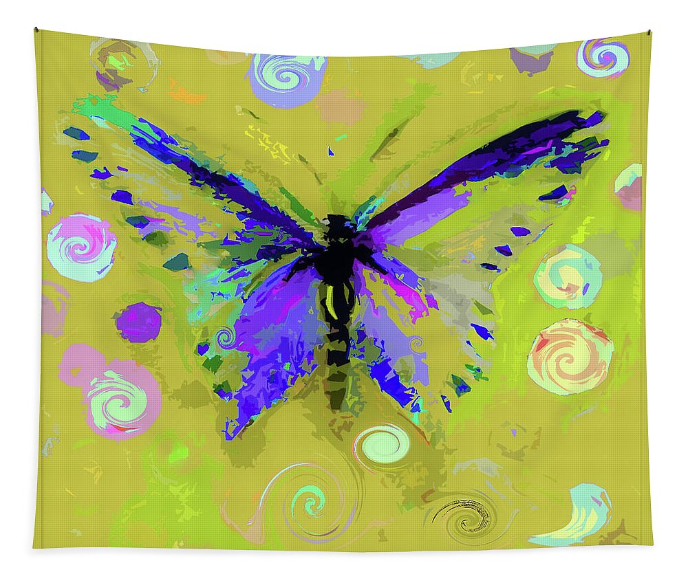Ocher Tapestry featuring the digital art Ochre Butterfly And Twirls by Lisa Kaiser