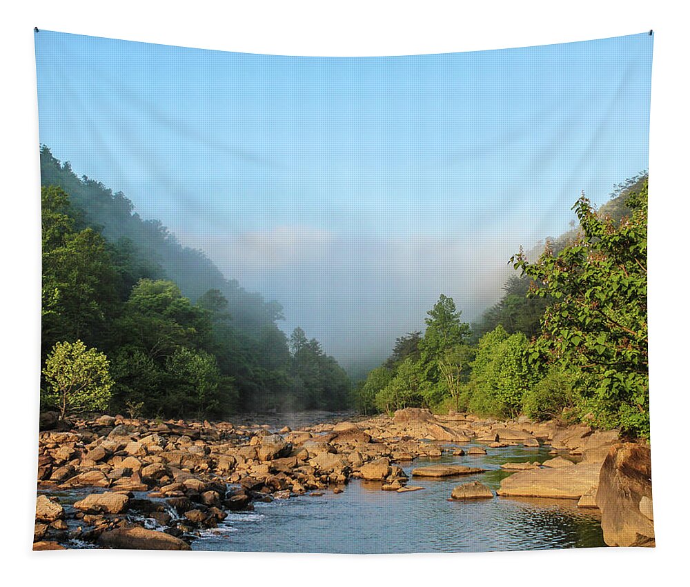 Ocoee Tapestry featuring the photograph Ocoee River In The Fog by Lorraine Baum