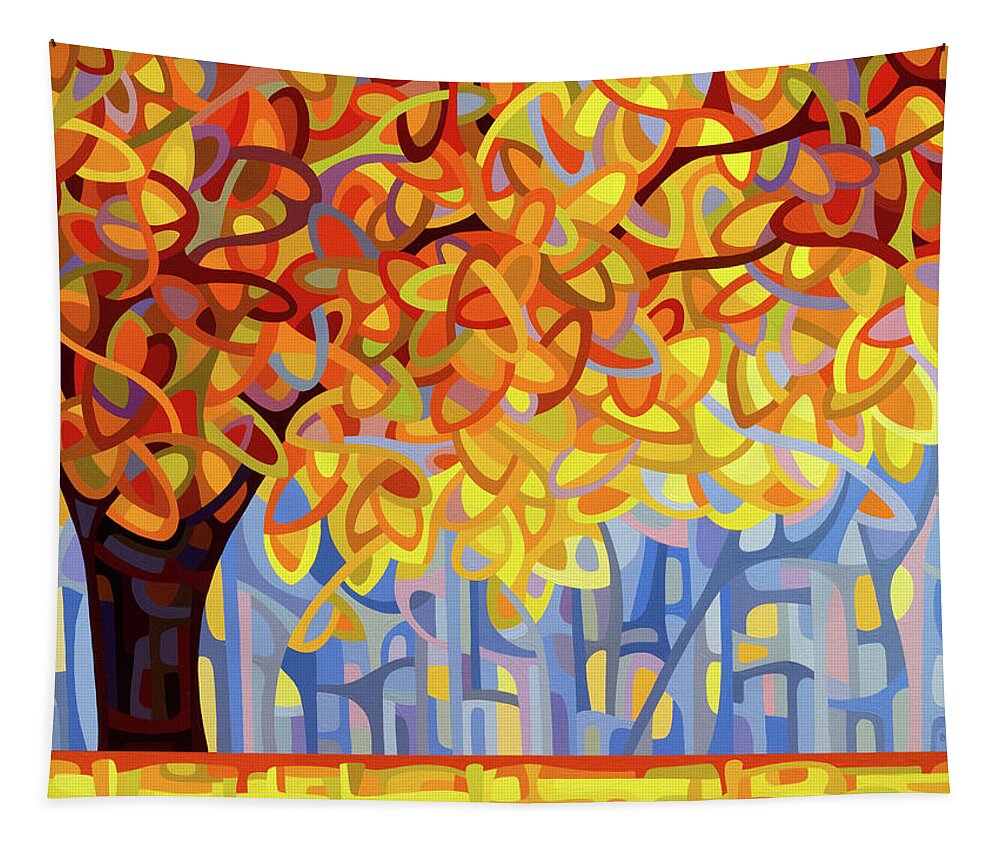 Abstract Tapestry featuring the painting October Gold by Mandy Budan