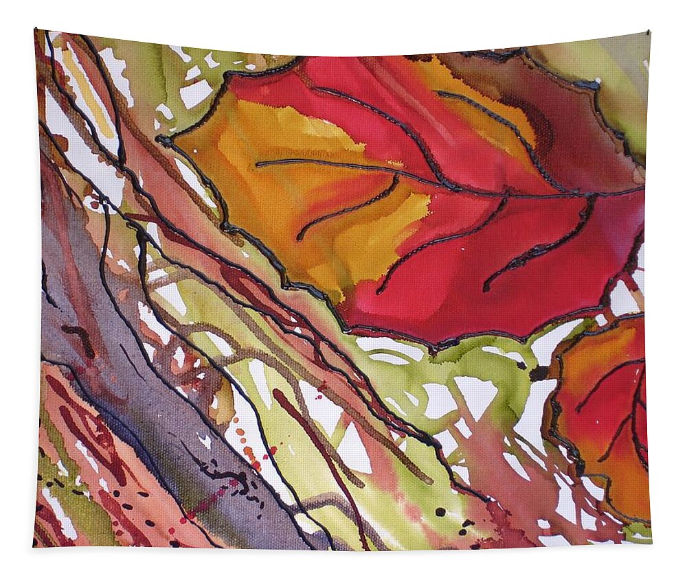 Leaf Tapestry featuring the mixed media OctoberSecond by Susan Kubes