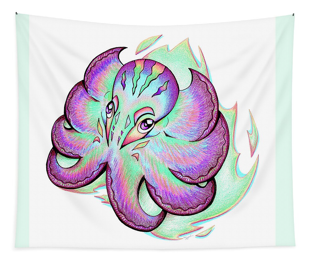 Octopus Tapestry featuring the drawing Octopus II by Sipporah Art and Illustration