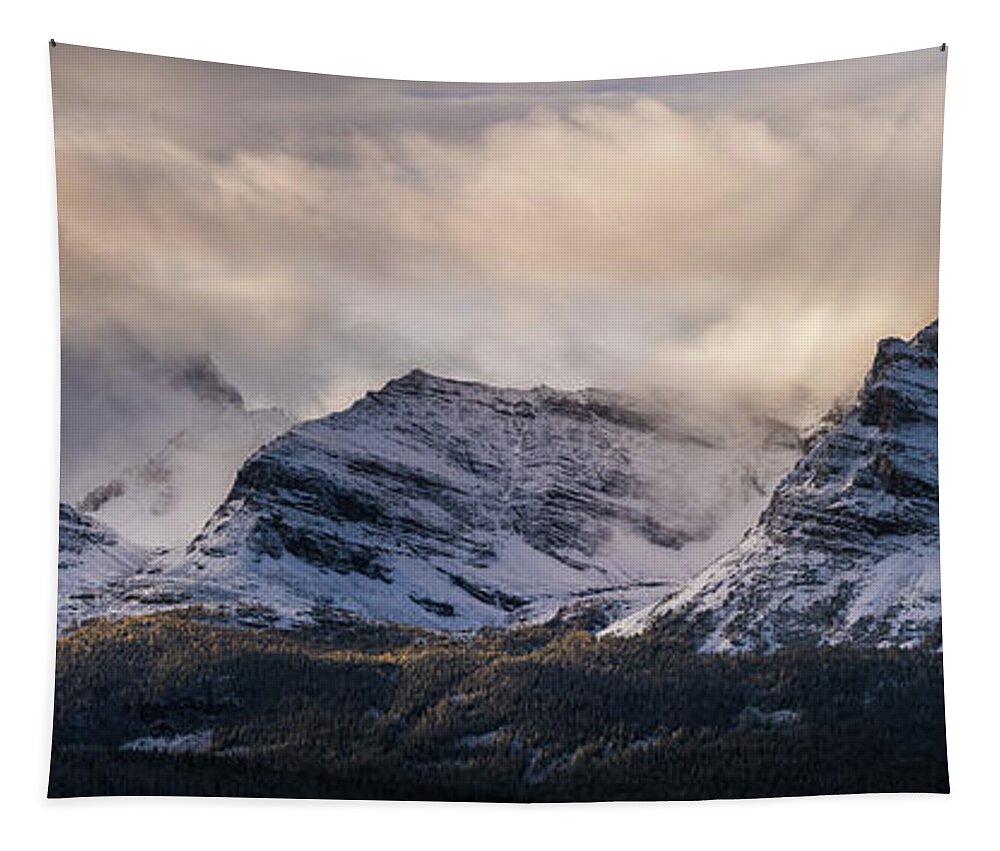 Lake O'hara Tapestry featuring the photograph Odaray Mountain Range Canadian Rockies by Mike Reid