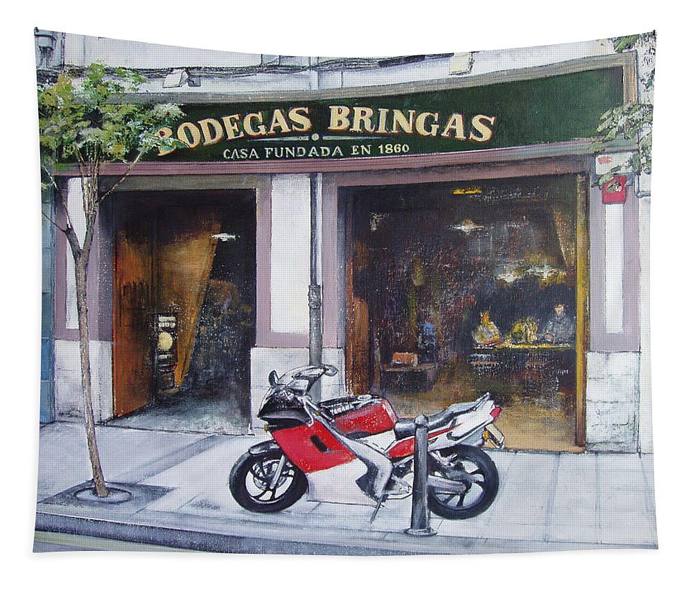 Bodegas Bringas Tapestry featuring the painting Old bodegas Bringas by Tomas Castano