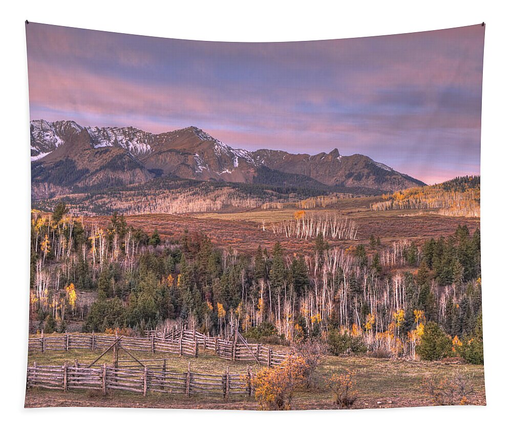 Landscape Tapestry featuring the photograph Old Corral in the San Juans by Alana Thrower