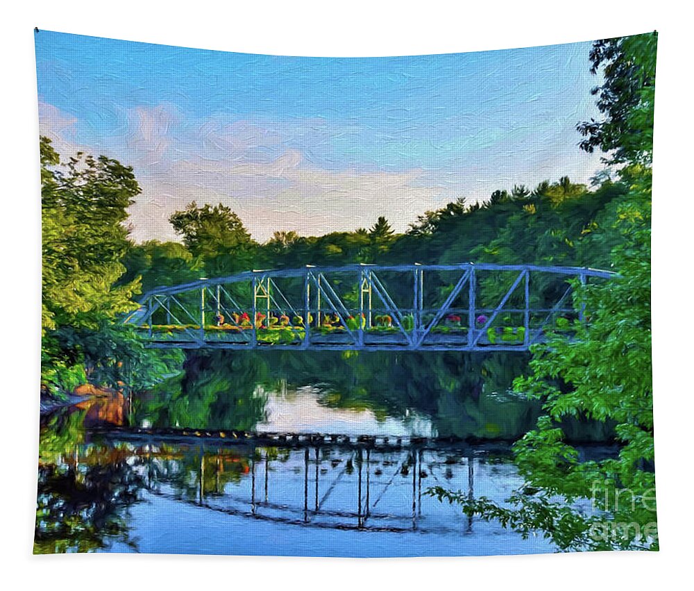 Oil Painting Effect Tapestry featuring the photograph Simsbury Flower Bridge 2 by Lorraine Cosgrove