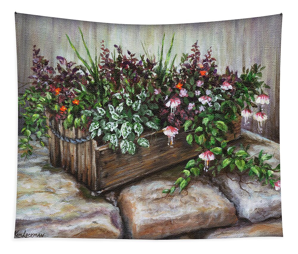 Flowers Tapestry featuring the painting Old Flower Box by Kim Lockman