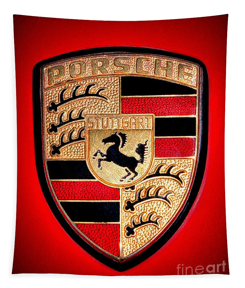 Porsche Tapestry featuring the photograph Old Porsche Badge by Olivier Le Queinec