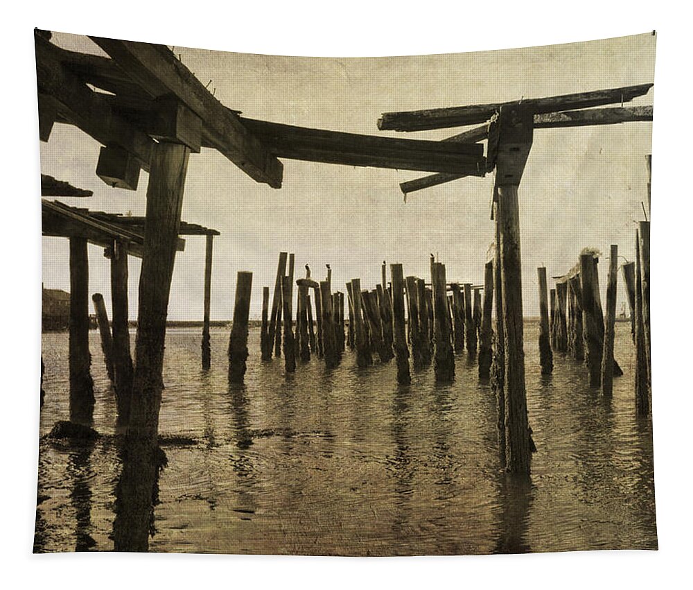 Provincetown Tapestry featuring the photograph Old Provincetown Wharf by David Gordon