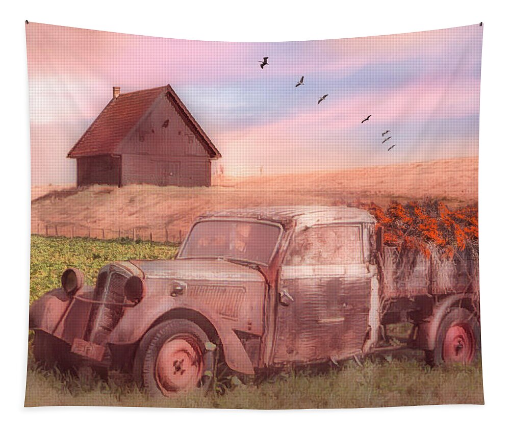 Appalachia Tapestry featuring the photograph Old Retired Rusty in Soft Watercolors by Debra and Dave Vanderlaan