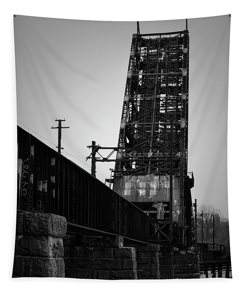 Railroad Tapestry featuring the photograph Old RR Bridge Providence RI by David Gordon