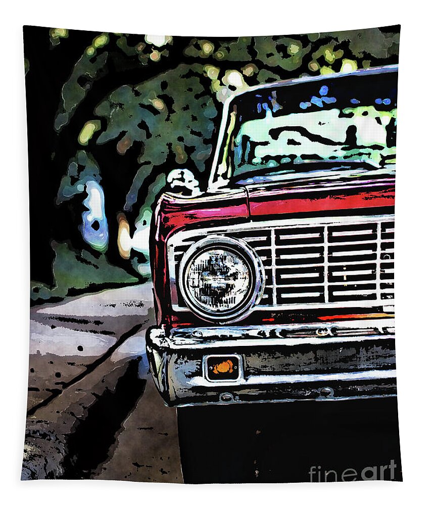 Old School Tapestry featuring the digital art Old School Automobile Chrome by Phil Perkins