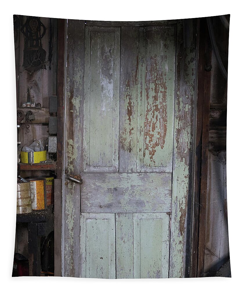 Door Tapestry featuring the photograph Old Shop Door by Brooke Bowdren
