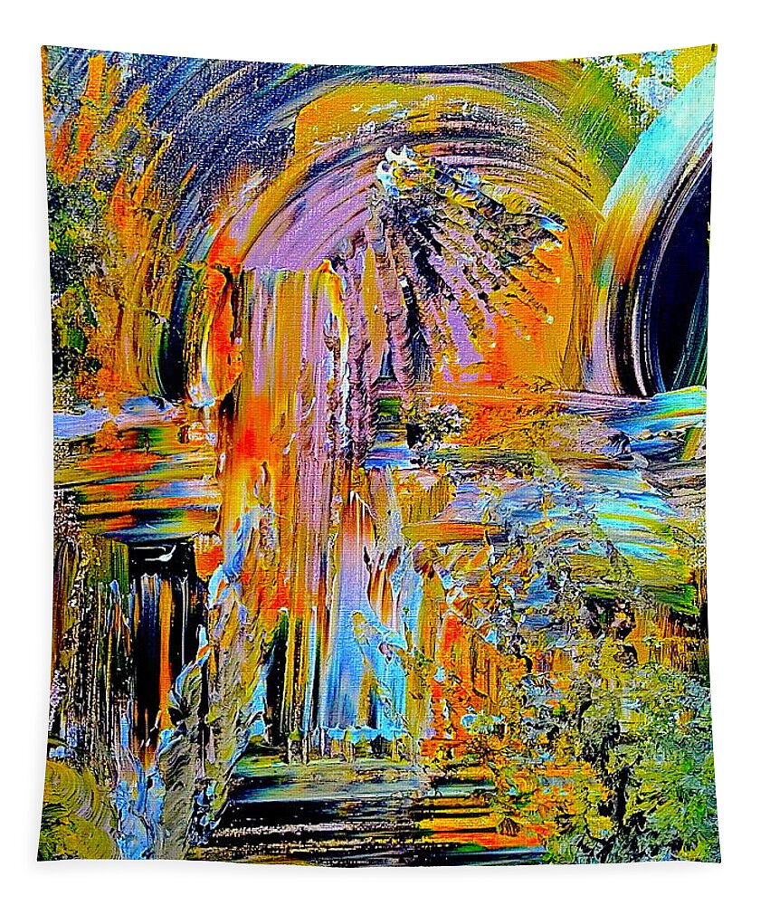 Abstract Art Print Tapestry featuring the painting OLD TOWN OF NICE 2 of 3 by Monique Wegmueller