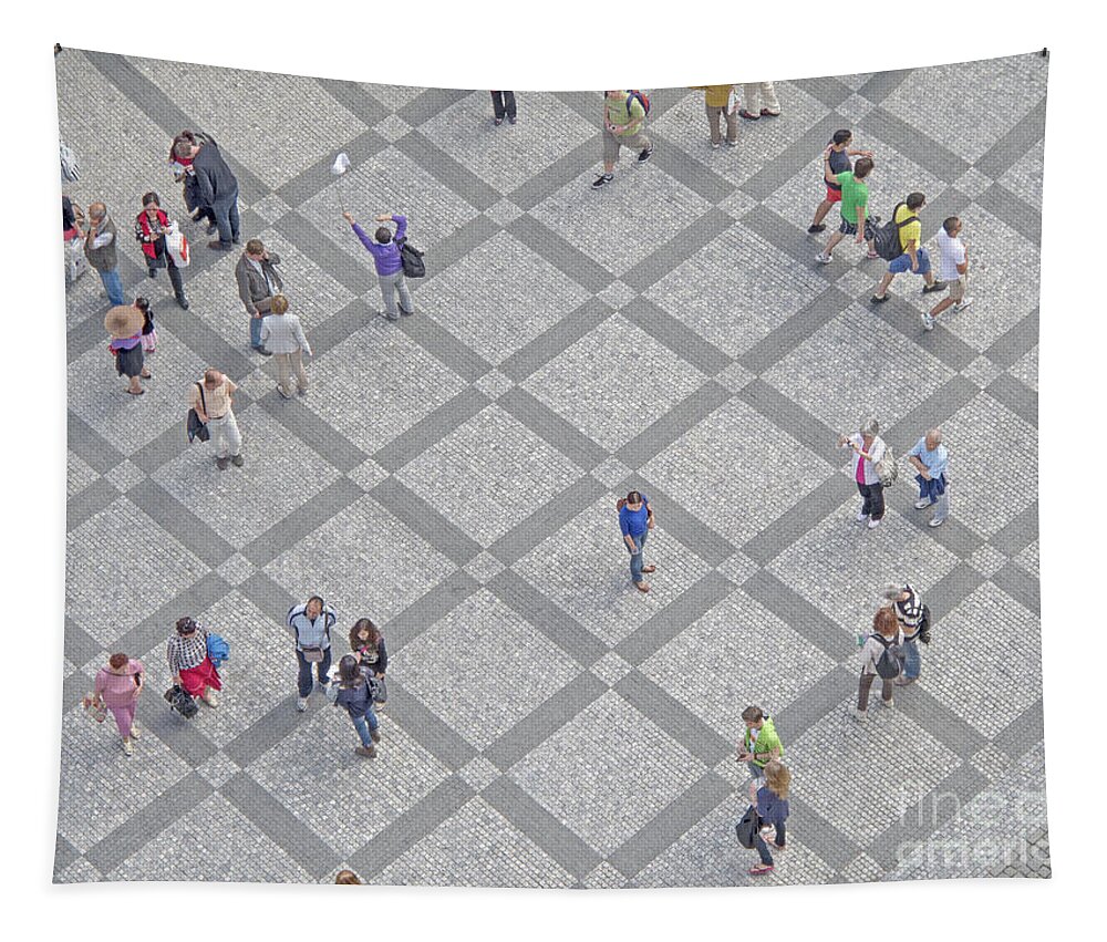 Old Town Square Tapestry featuring the photograph Old Town Square - Prague by Ann Horn
