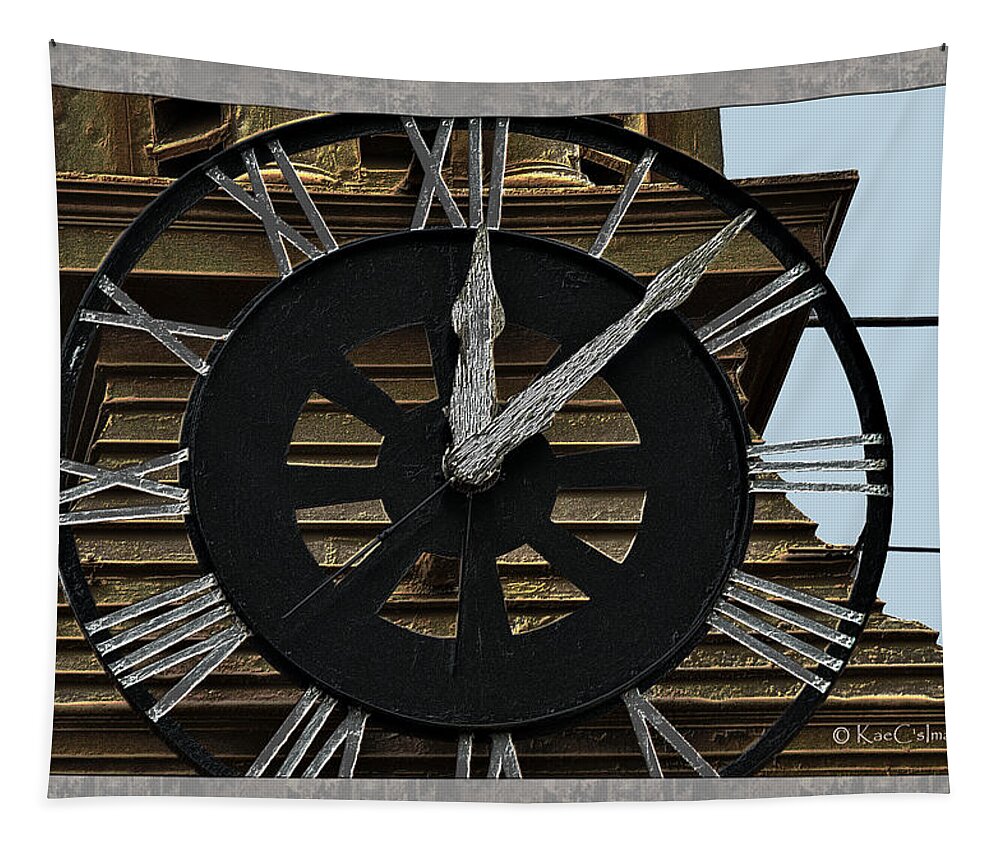 Clock Tapestry featuring the photograph Old Train Depot Clock #3 by Kae Cheatham