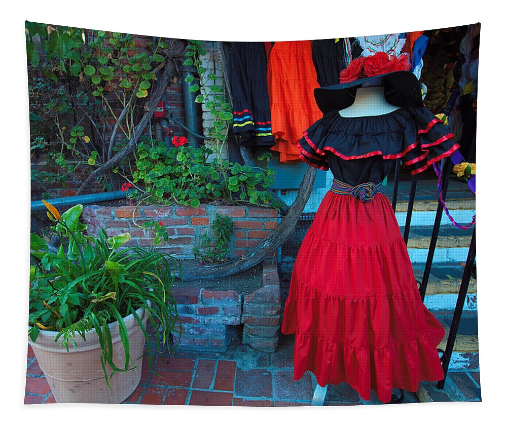 Street Photography Tapestry featuring the photograph Olvera Street Los Angeles by Ram Vasudev