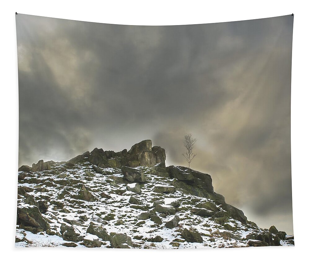 Landscape Tapestry featuring the photograph Ominous Clouds Over Beacon Hill Leicestershire. by Linsey Williams