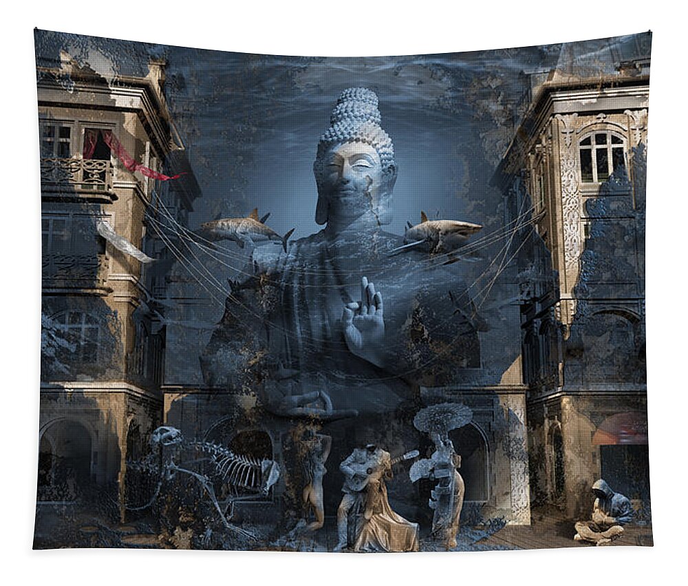 Omnipresence Tapestry featuring the digital art Omnipresence by George Grie