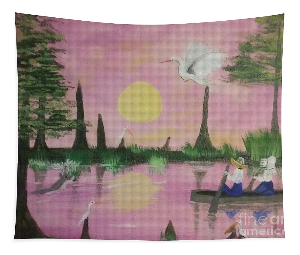 On The Bayou Tapestry featuring the painting On The Bayou by Seaux-N-Seau Soileau