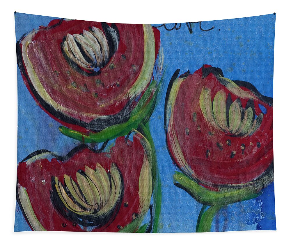 Poppies Tapestry featuring the painting Once Upon A Yoga Mat Poppies 2 by Laurie Maves ART