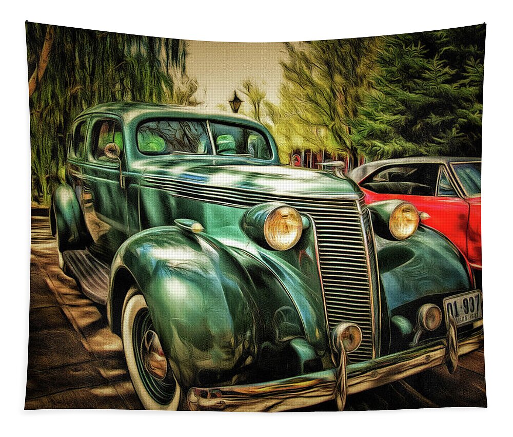 Us Tapestry featuring the photograph One Cool 1937 Studebaker Sedan by Thom Zehrfeld