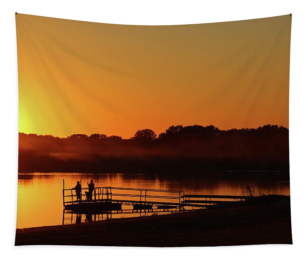 Sun Tapestry featuring the photograph One Last Cast by J Laughlin