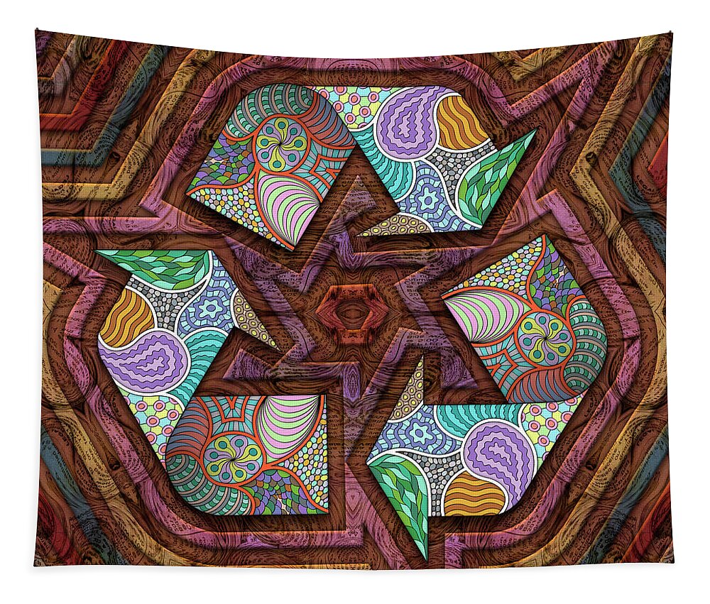 Recycling Mandalas Tapestry featuring the digital art One Thing Leads To Another by Becky Titus