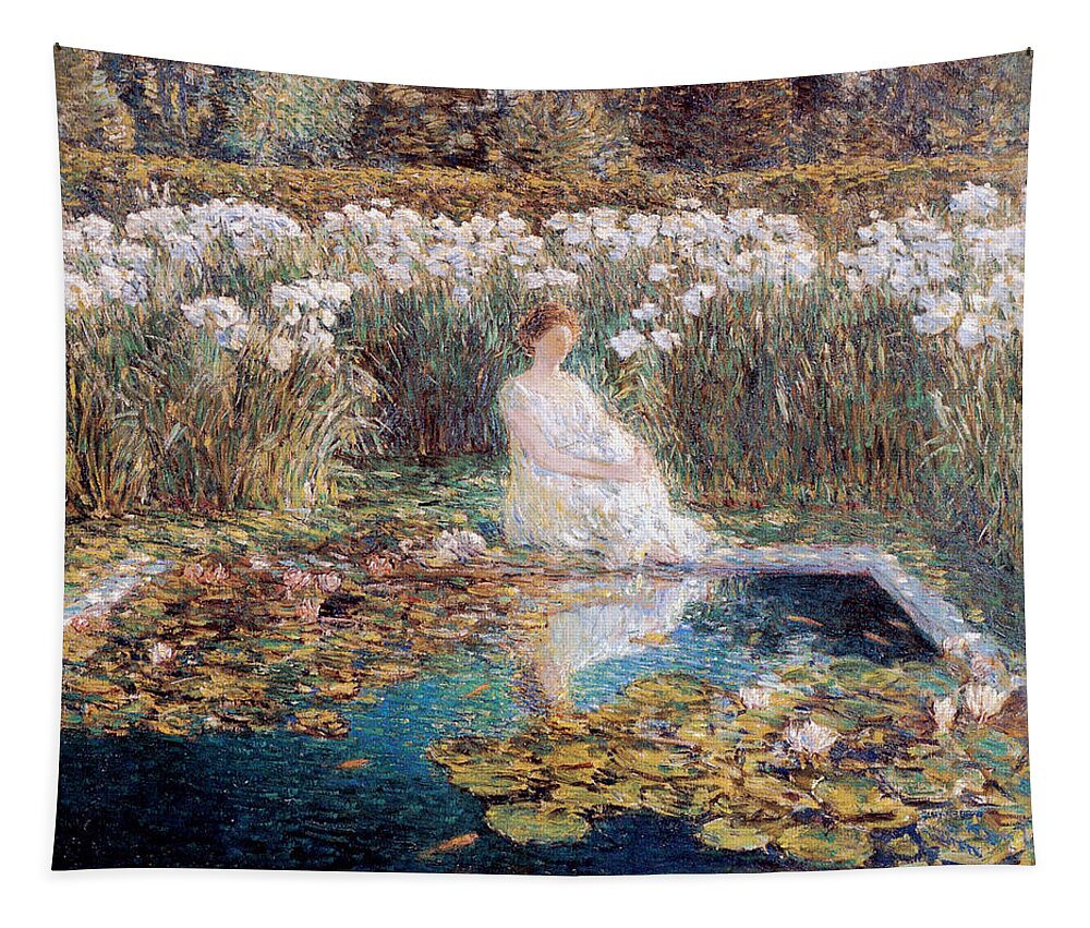 Childe Hassam Tapestry featuring the painting Lilies #1 by Childe Hassam