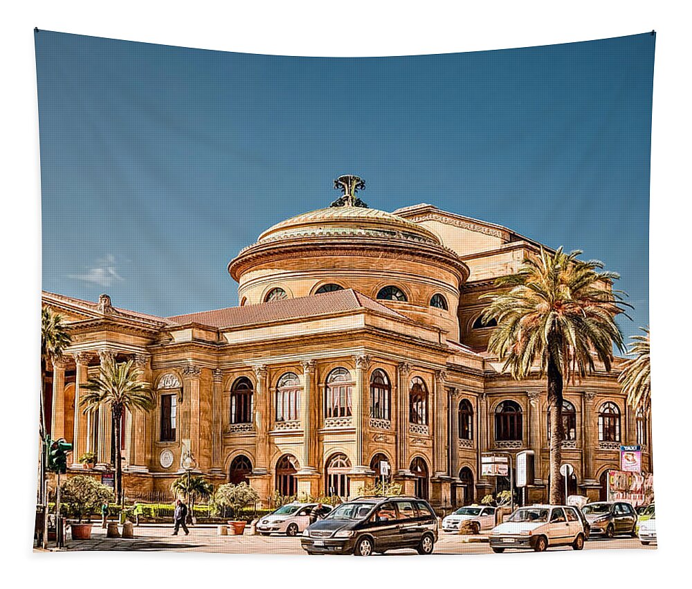 Architecture Tapestry featuring the photograph Teatro Massimo Vittorio Emanuele by Maria Coulson