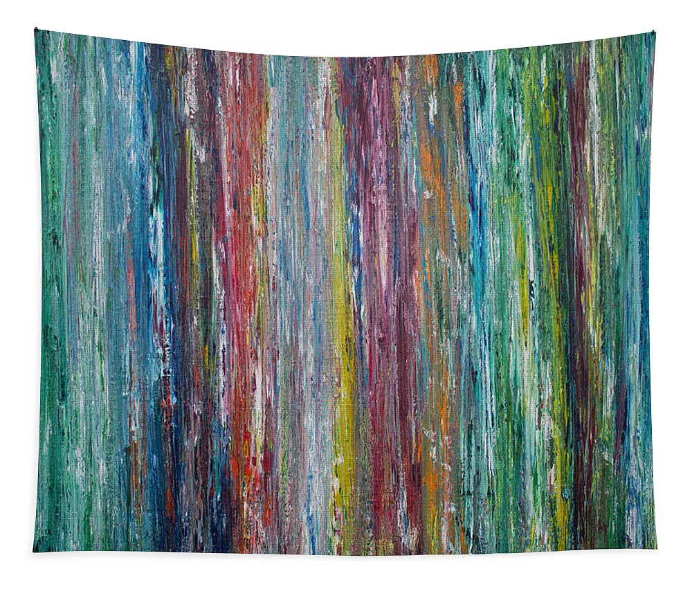 Derek Kaplan Art Tapestry featuring the painting Opt.82.15 The Emerald Forest by Derek Kaplan