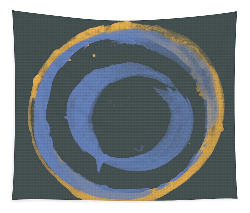 Orange Tapestry featuring the painting Orange and Blue1 by Julie Niemela