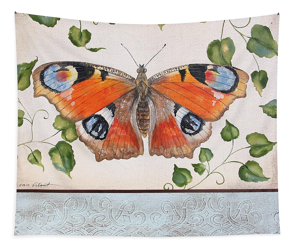 Butterfly Tapestry featuring the painting Orange Dream Butterfly-JP3878 by Jean Plout