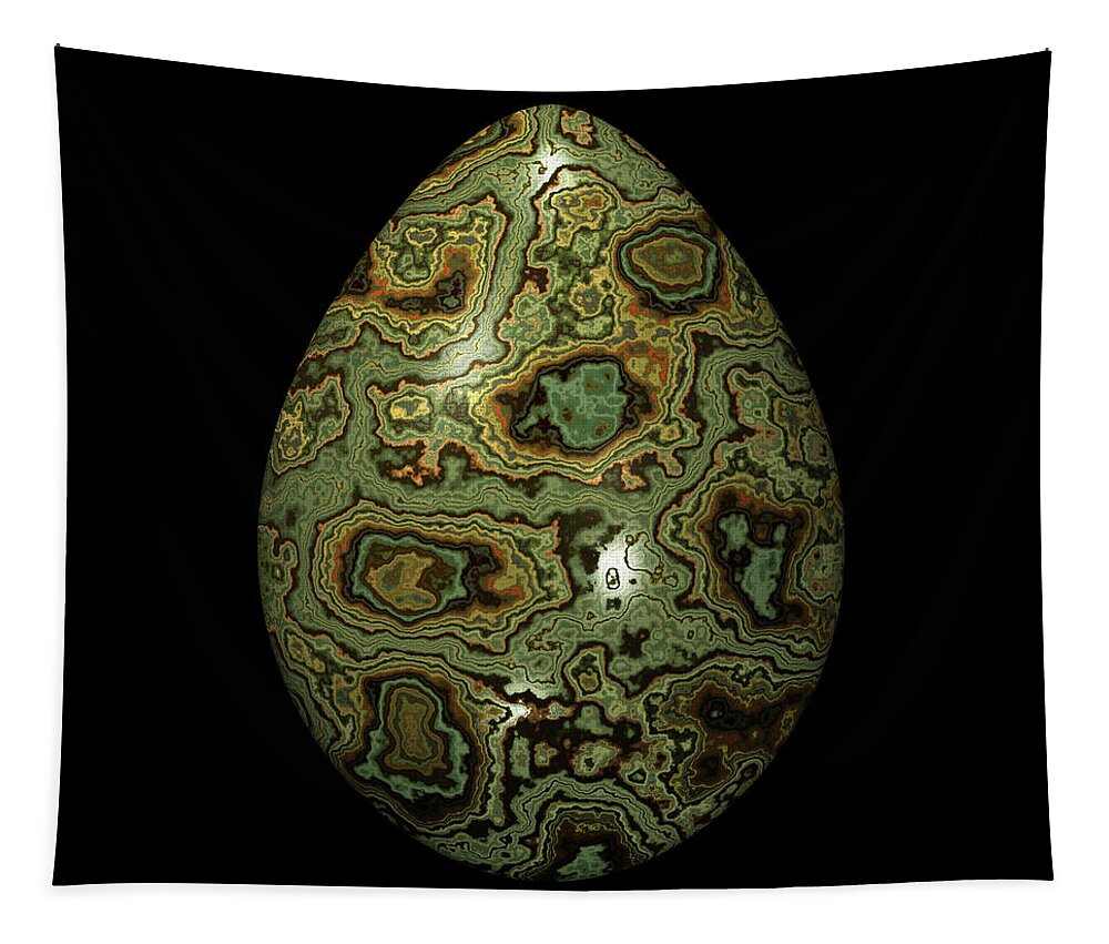 Series Tapestry featuring the digital art Orange-Figured Green Agate Egg by Hakon Soreide