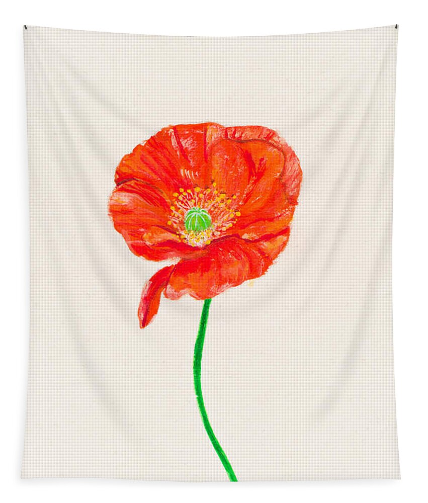 Poppy Tapestry featuring the painting Orange poppy by Stefanie Forck