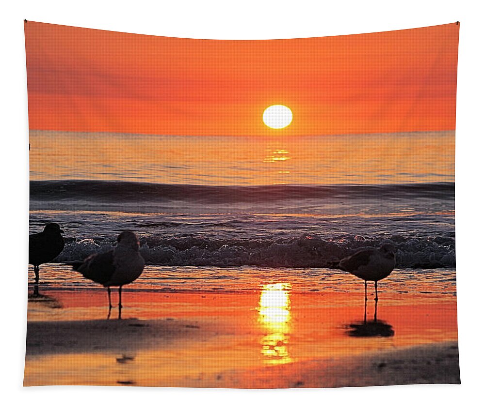 Atlantic Ocean Tapestry featuring the photograph Orange Sunrise Shine by Robert Banach